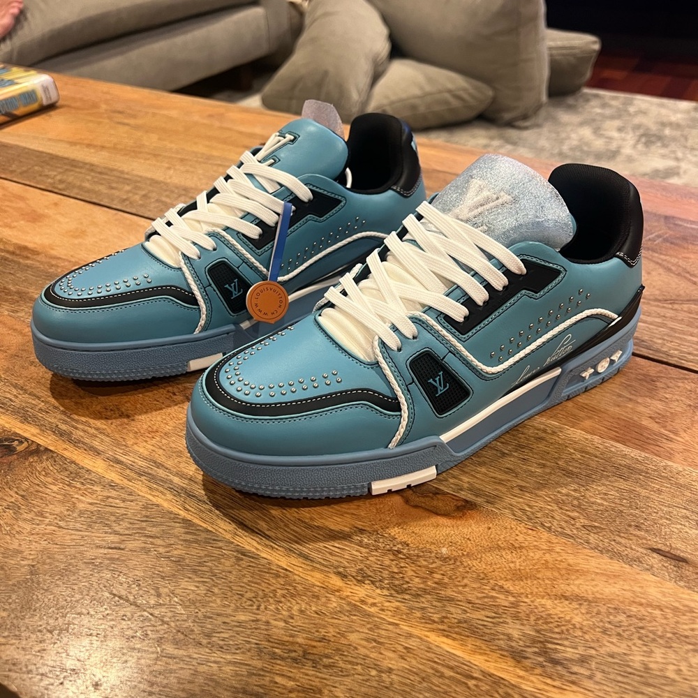Louis Vuitton Men's Teal and Black Sneakers